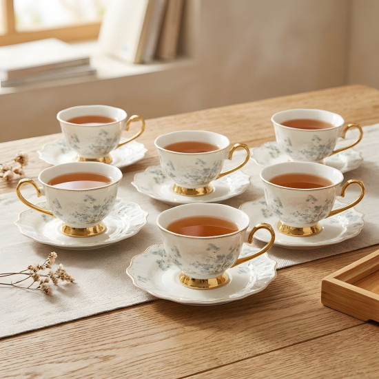Tea Cup and Saucer Set - 6 Pcs